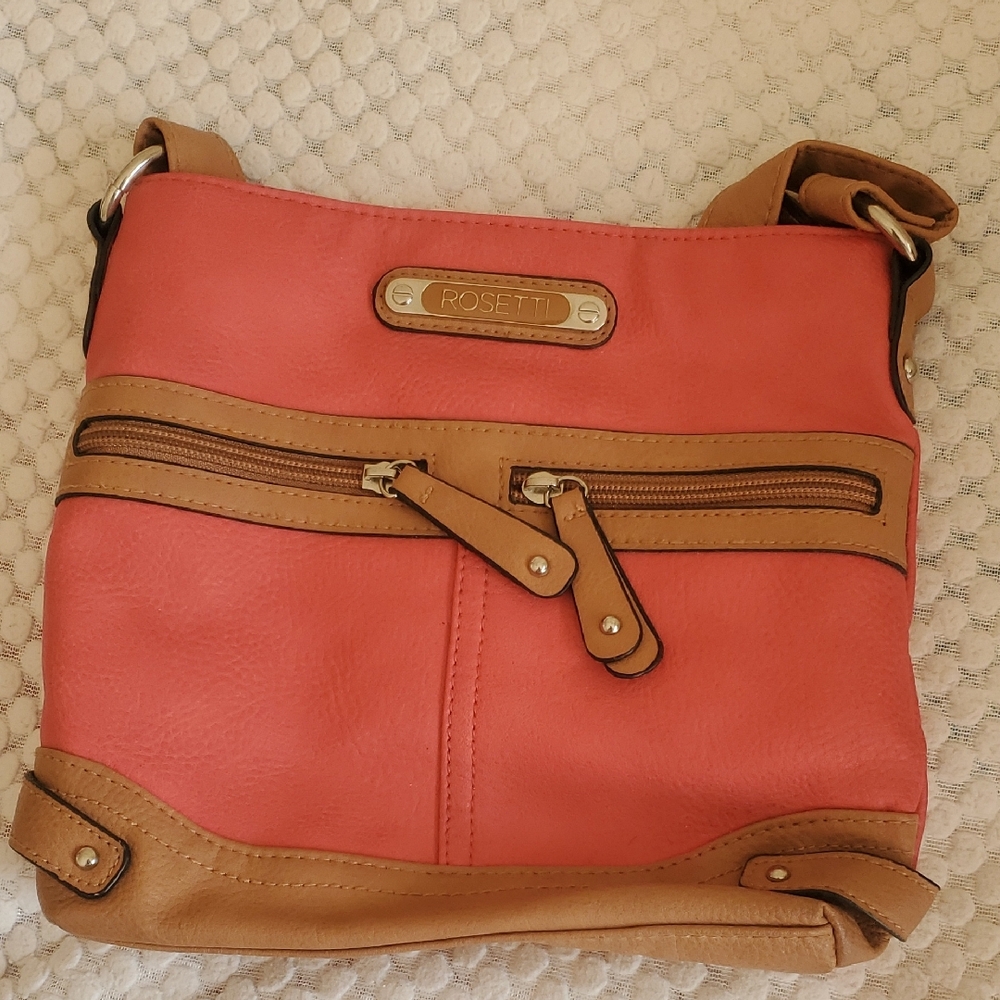Rosetti Pink and Tan Crossbody Bag